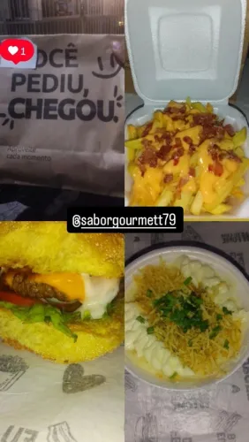 Batata recheada, hambúrguer, hot dog