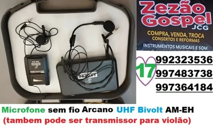 Microfone sem fio Arcano UHF Bivolt AM-EH