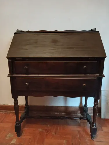 Escrivaninha de tampo de madeira rebatível, bureau, 41x82x107cm