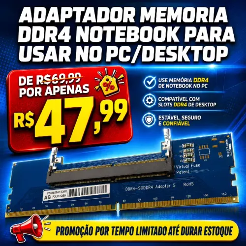 Adaptador Memória DDR4 Notebook SO-DIMM para PC Desktop DIMM