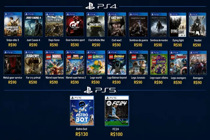 Jogos PS4 e PS5 mídia física 