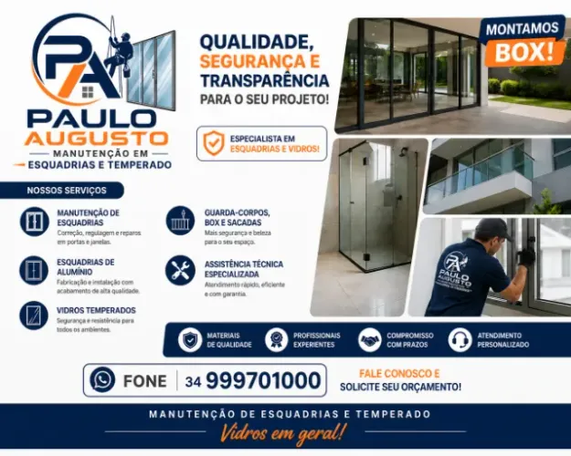 Manutenção e montagem de esquadrias de alumínio e temperados