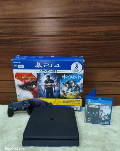 Play 4 slim 500gb com jogos lançamentos
