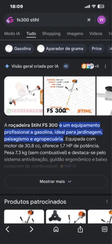 Roçadeira Sthil fs300  original pouco usada nova de mais 