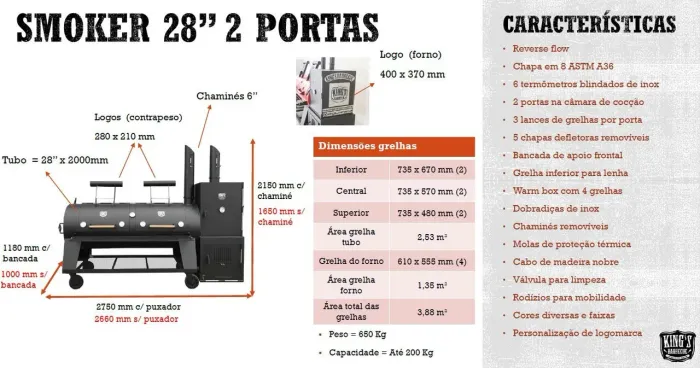 Churrasqueira smoker 28 2 portas