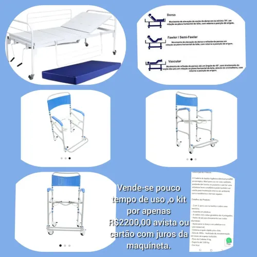 Cama hospitalar e cadeira de banho