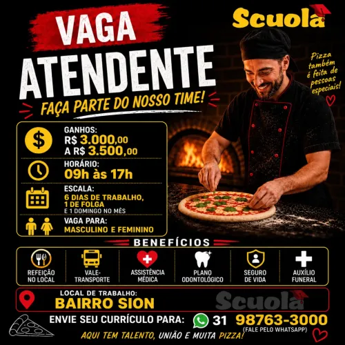 ATENDENTE PIZZARIA DE DIA 