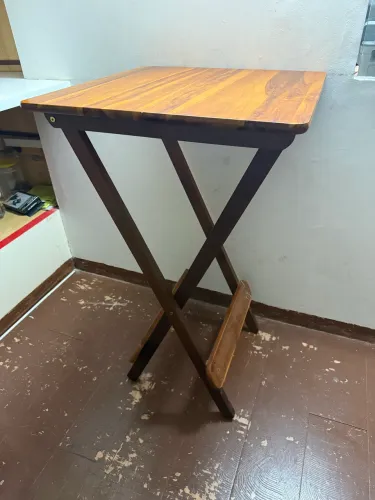 Mesa Bistrô Dobrável De Madeira Casa Varanda Churrasco Cor Marrom-claro