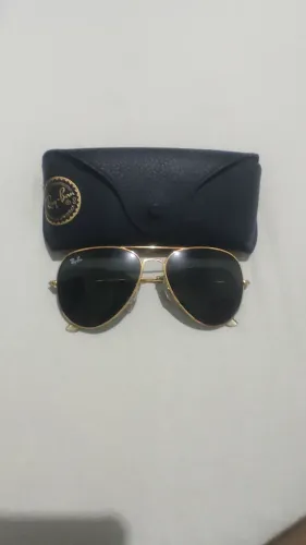 Óculos de Sol Ray-Ban Aviador Clássico Dourado Lente Verde G-15 - Sem Uso