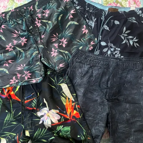 kit com 4 shorts/bermudas tactel florido masculino