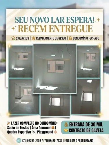 ?SAIA DO ALUGUEL! Apartamento 2/4 em Condomínio Fechado