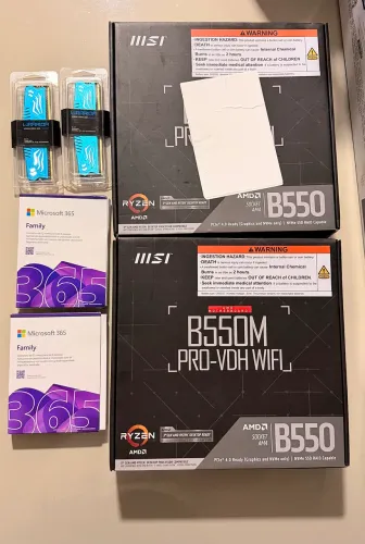 Lote Informática Lacrado - 2 MSI B550 WiFi + Microsoft 365 + Memórias DDR4