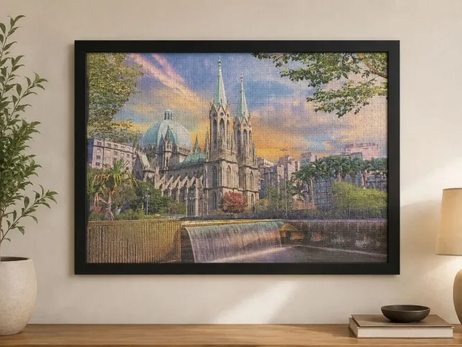 Quadro Decorativo - Quebra-Cabeça Grow 1000 Peças com Moldura 50x70 cm