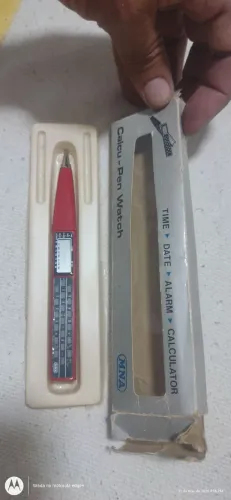  "Caneta Calculadora Vintage MNA Calcu-Pen Relógio Na Caixa Rara".
