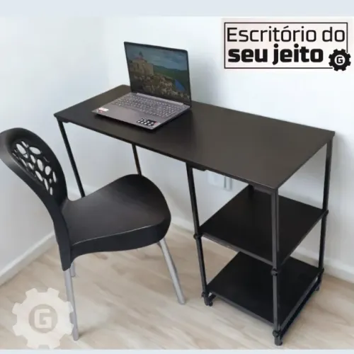Mesa de Escritório 1,1m NOVA Estilo Industrial Multiuso para Computador Notebook de Estudo