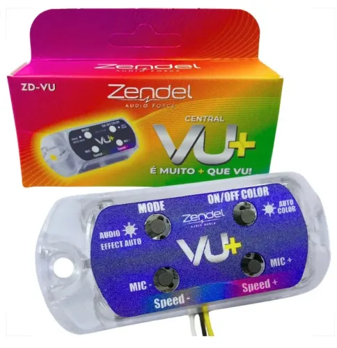 Automotivo Central Vu+ Digital Rítmico Controle Fita Led E Faróis Rgb