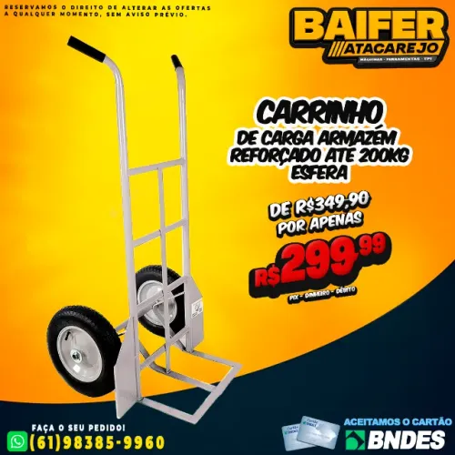 Carrinho de Carga Armazém Reforçado Até 200kg Esfera