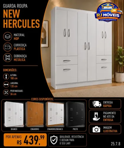 Guarda roupa New Hércules,entrega em 24 horas
