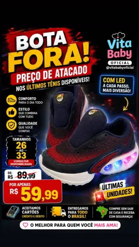 Tenis infantil com led