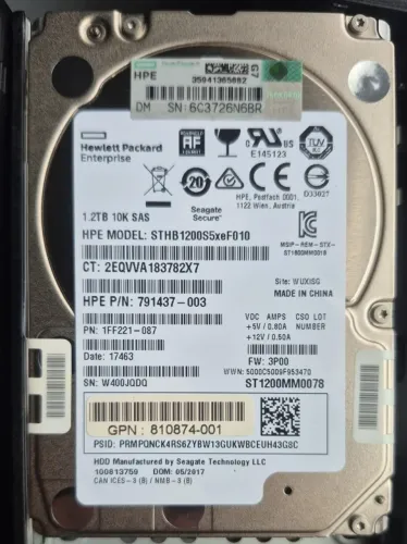 Disco rígido HP 791437-003 SaS Sff 1,2 TB, 10k RPM e 12G
