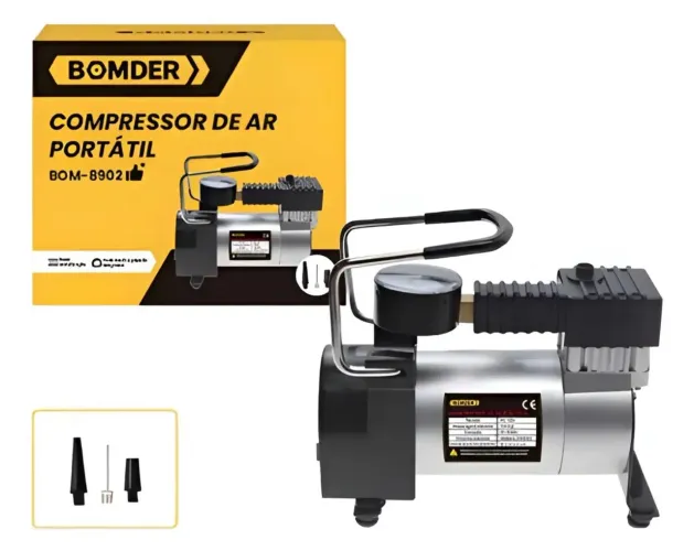 Compressor De Ar Portátil Elétrico Bike Moto Pneu Carro 12v