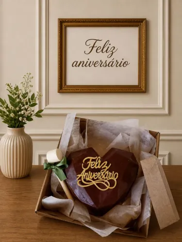 Chocolate Feliz aniversário coração lapidado 
