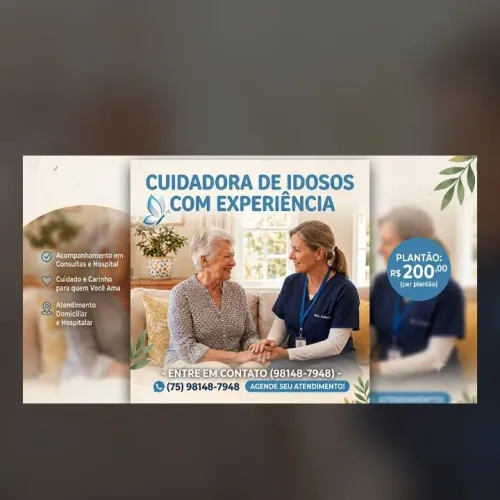 Cuidadora de idosos com amor