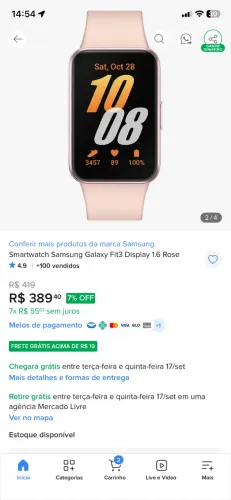 Smartwatch display 1.6 rose esportivo