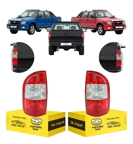 Lanterna Traseira Chevrolet S10 2009 2010 2011 Cristal Par Ambos Lados Vermelho/cristal