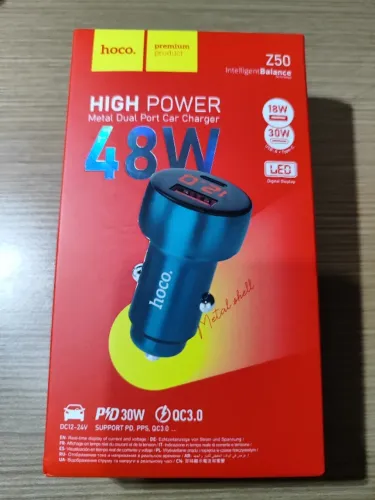 Carregador Veicular TURBO 48W duas PORTAS Tipo C e USB A - Tela de monitoramento