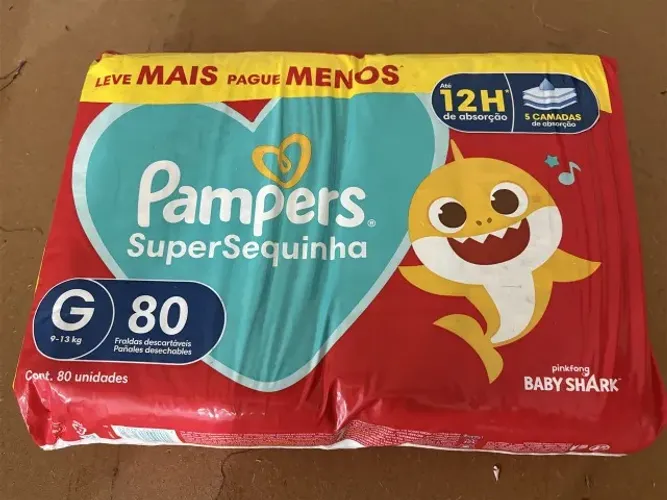 Fralda Pampers Supersequinha G 80 Unidades Baby Shark - Nova