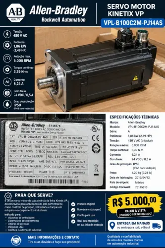 Servo motor 6000 RPM 0,93 NM 480 vac