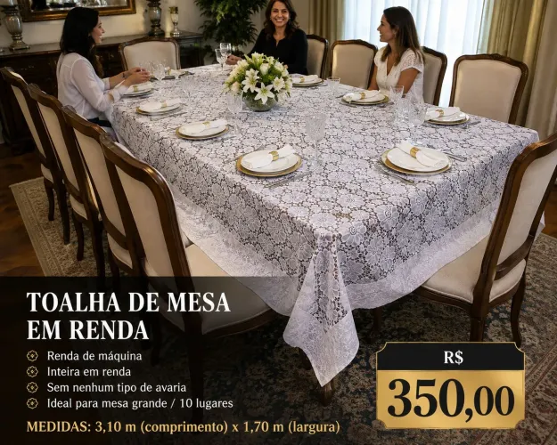 toalha de mesa em renda 3 m e 10 por 1,70