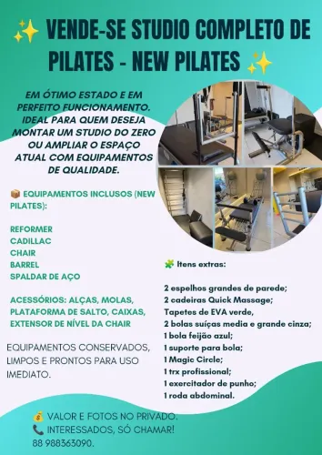 VENDE-SE STUDIO COMPLETO DE PILATES - NEW PILATES/ Em ótimo estado,perfeito funcionamento.