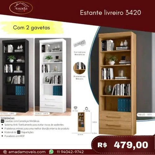 Estante Livreiro 3420, a pronta entrega 