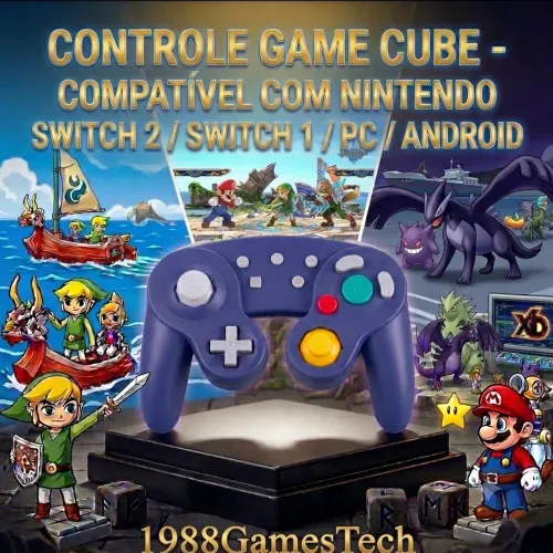 Controle Sem Fio Nintendo Switch 2 / Switch 1 - Game Cube Bluetooth Novo Lacrado Joy Con 2