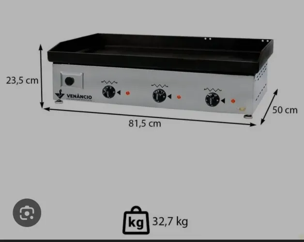 Chapa Elétrica Venâncio CE80 80cm Profissional Lanchonete