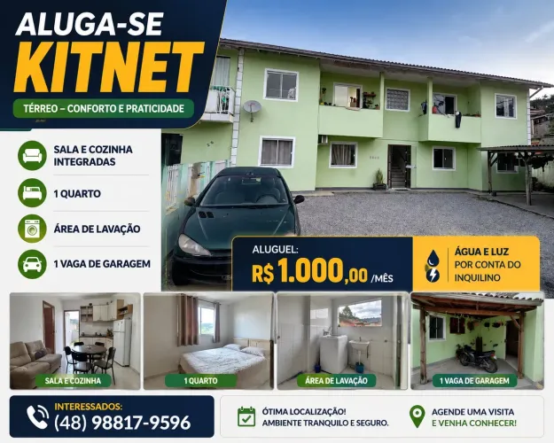 Kitnet com 1/4 em frente mercado Korb