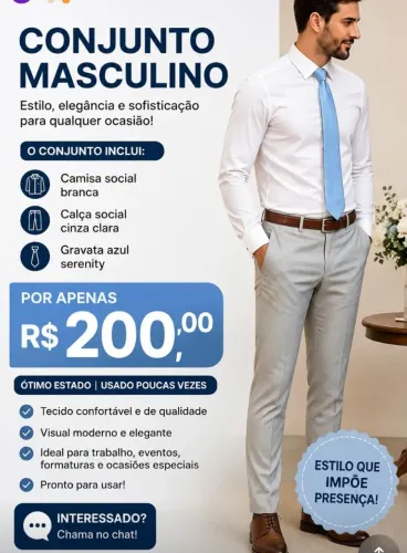 Conjunto Social Masculino Completo - Ideal para padrinhos de casamento