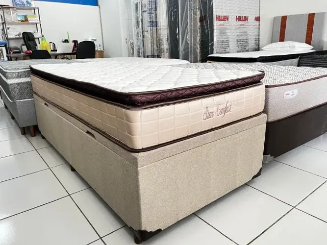 Cama Box com Baú Solteiro Nova Colchão Hellen Confortável Até 10x sem juros Pronta Entrega