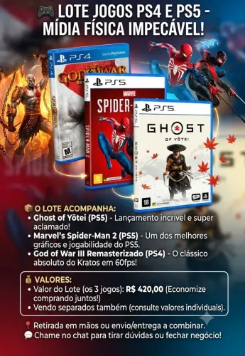 Jogos ps4/ps5 - Gosth of Yotei/spider-man 2/God Of War III