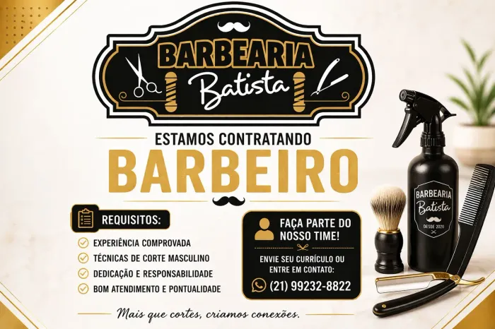 Vaga para Barbeiro Centro/Lapa RJ