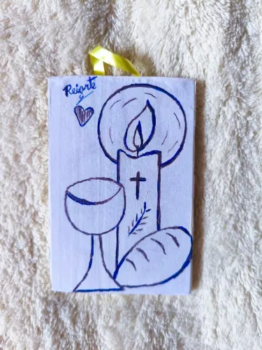 Desenho de pão e vinho - corpo e sangue de Jesus 