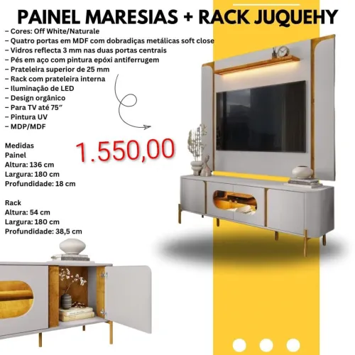 Painel Maresias + Rack Juquery luz led / pague na entrega