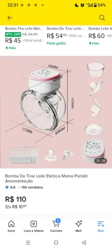 Bomba elétrica de tirar leite