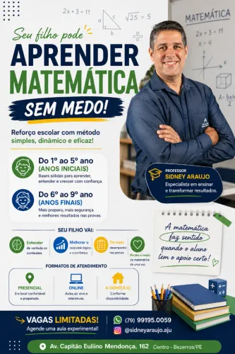 Reforço Escolar - Matemática e Acompanhamento das atividades escolares