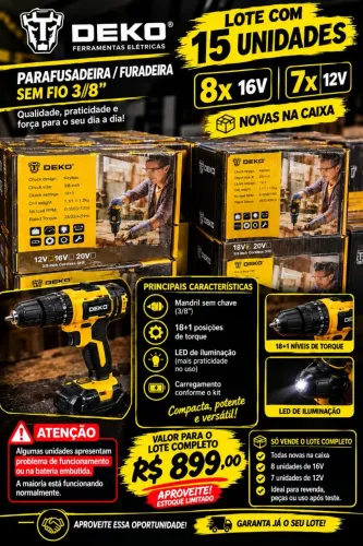 15 Unidades de Parafusadeira Deko!!