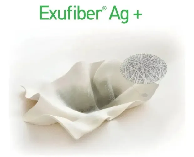 Exufiber Ag+ placa 10x10 curativo estéril de fibra gelatinosa com prata