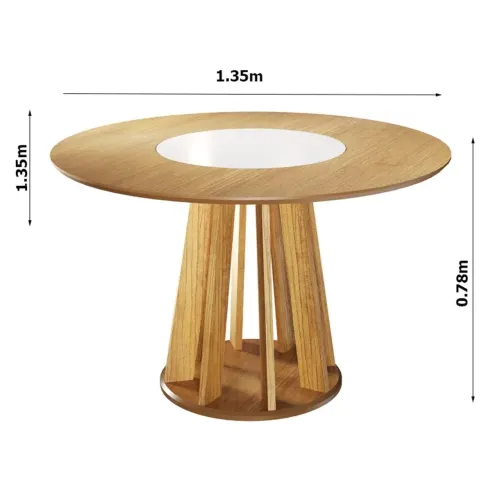 Mesa Flora com Prato Giratório 1.35x1.35 m Cinamomo/Off Entrega Rápida