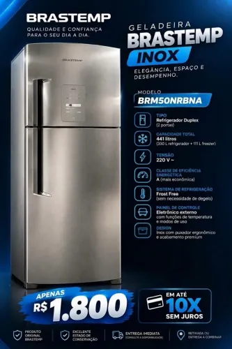 ? GELADEIRA BRASTEMP INOX - 441 LITROS ?